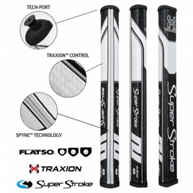 Super Stroke putter grip Traxion Flatso 1.0 Black/White