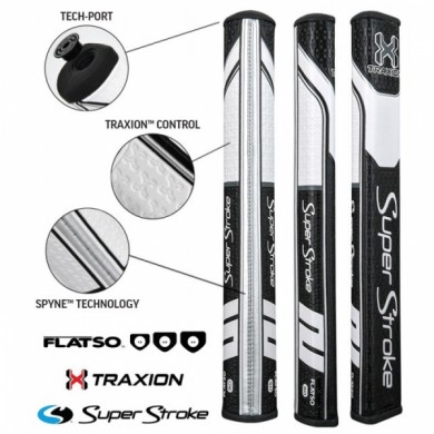 Super Stroke putter grip Traxion Flatso 3.0 Black/White