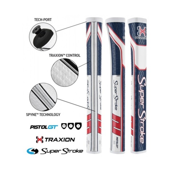 Super Stroke putter grip Pistol GT 2.0 Red/white/Blue