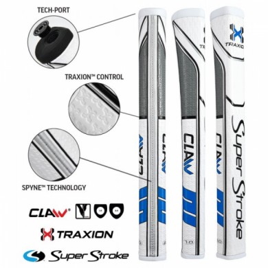 Super Stroke putter grip CLAW 1.0 White/Blue/Grey