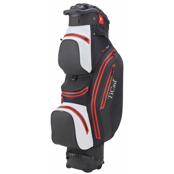 TiCad Cart bag QO14 Premium Waterproof Black / White / Red
