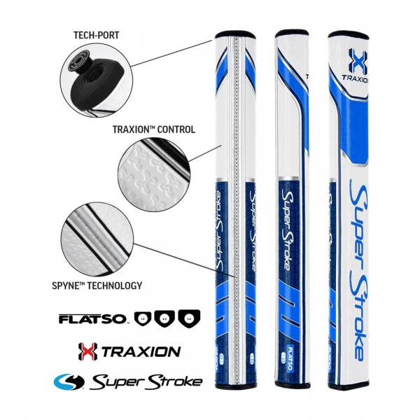 Super Stroke TRAXION Flatso - 1.0 - Bílá/Světle modrá/Tmavě modrá