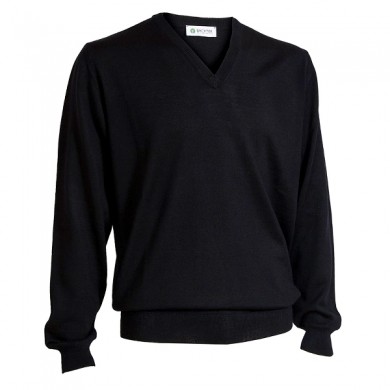 BACKTEE Mens Solid V-Neck Pullover, Black, vel.2XL