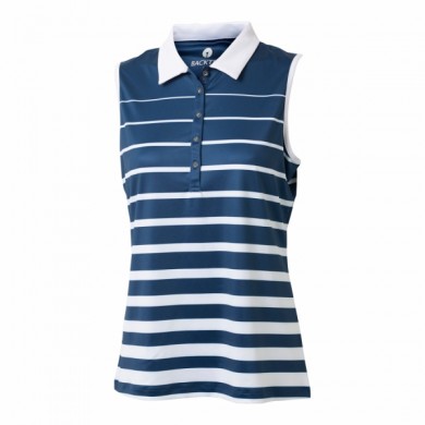 BACKTEE Ladies Striped QD UV Polo Top, Navy, vel.S