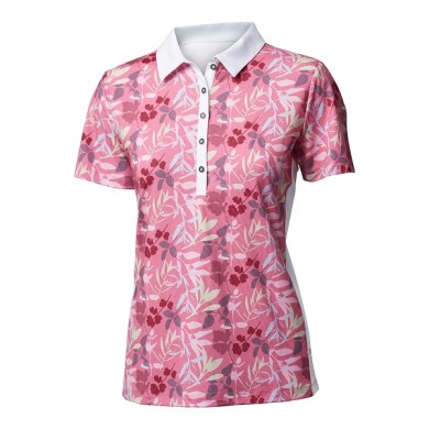 BACKTEE Ladies Flower QD UV Polo, Pink lemonade, vel.S