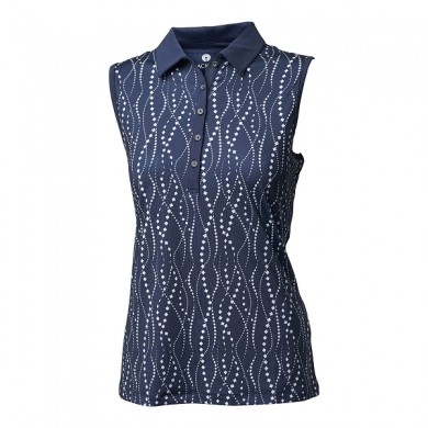 BACKTEE Ladies Printed QD UV Polo Top, Navy, vel.S