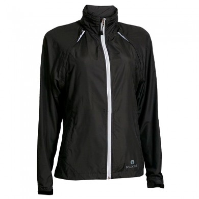 BACKTEE Ladies Packable Z/O Windjacket, Black, vel.2XL