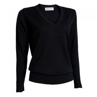 BACKTEE Ladies Solid V-neck Pullover, Navy, vel.M