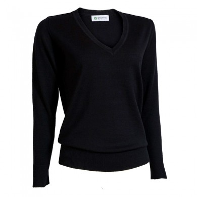 BACKTEE Ladies Solid V-neck Pullover, Navy, vel.L