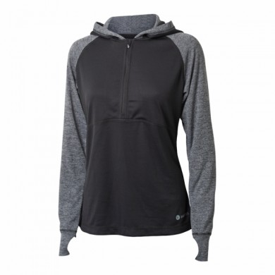 BACKTEE Ladies Melange HoodedBaselayer, Black, vel.M