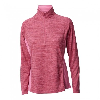 BACKTEE Ladies Melange Zip Baselayer, Pink lemonade, vel.3XL