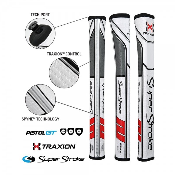 Super Stroke putter grip Pistol GT 2.0 White/Red/Grey