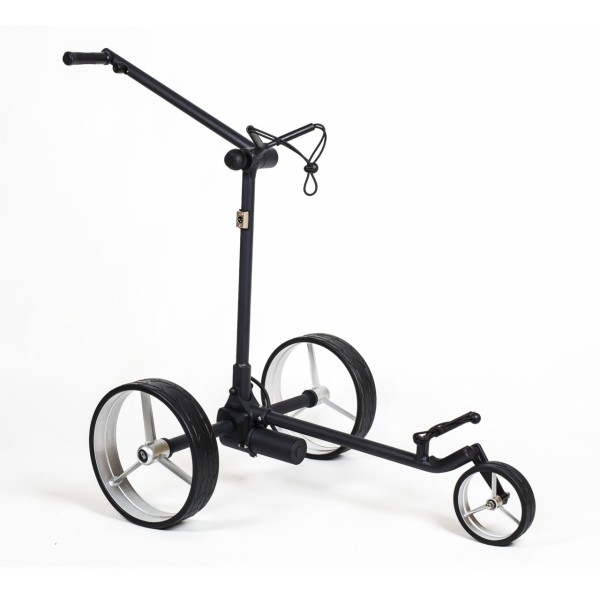 Golfový vozík Davies Caddy SMART Black matt s baterií až 36 jamek, stříbrná kola
