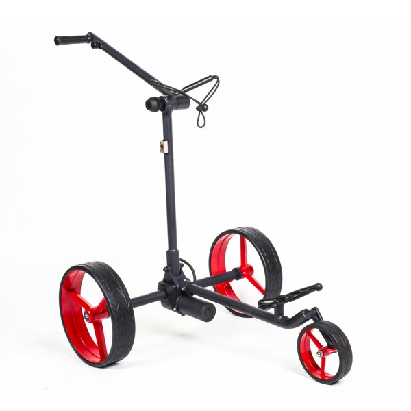 Golfový vozík Davies Caddy SMART Black matt s baterií až 36 jamek, červená kola