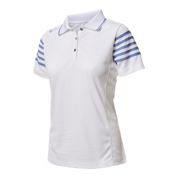 BACKTEE Ladies Striped Polo, White