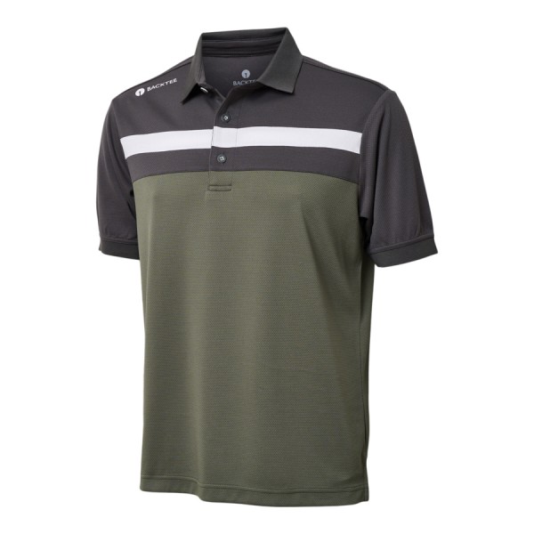 BACKTEE Mens Single Stripe Polo, Green