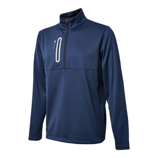 BACKTEE Mens Zipneck Shield Midlayer, Navy