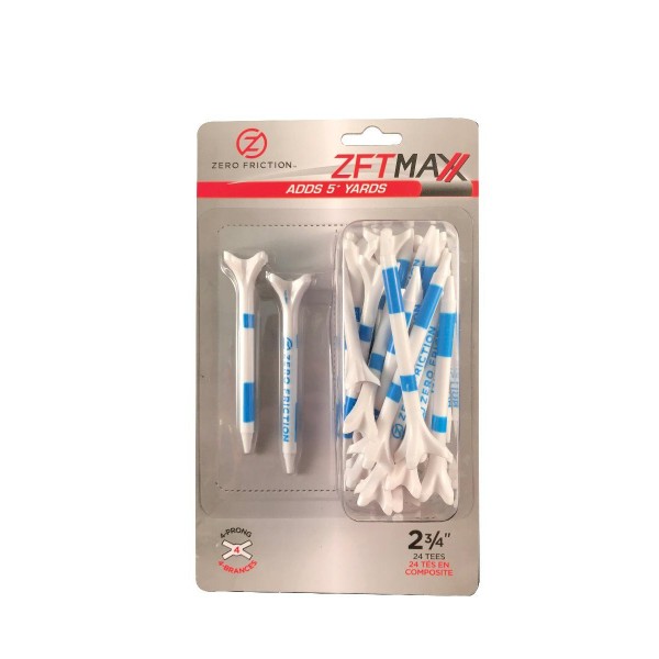 Zero Friction golfové tee MAXX, 4 hroty, 2-3/4", balení 24ks, White/Blue