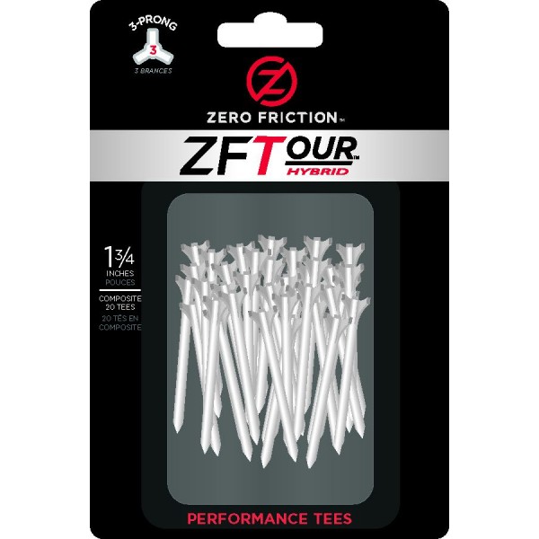 Zero Friction golfové tee HYBRID, 3 hroty, 1-3/4", balení 20ks, White