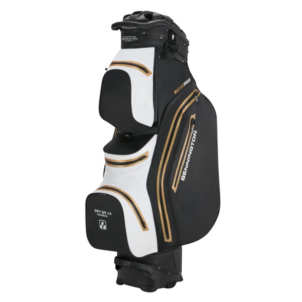 Bennington Cart Bag DRY-QO 14 + - Waterproof, Black / White / Gold