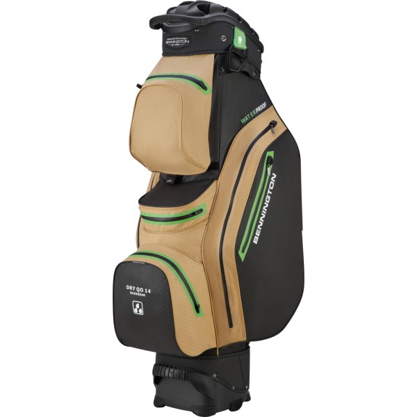 Bennington Cart Bag DRY-QO 14 + - Waterproof, Beige / Black / Lime