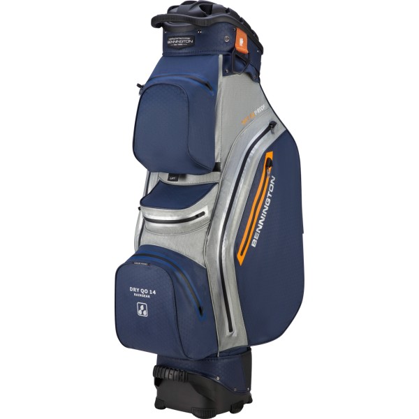 Bennington Cart Bag DRY-QO 14 + - Waterproof, Navy / Silver / Orange