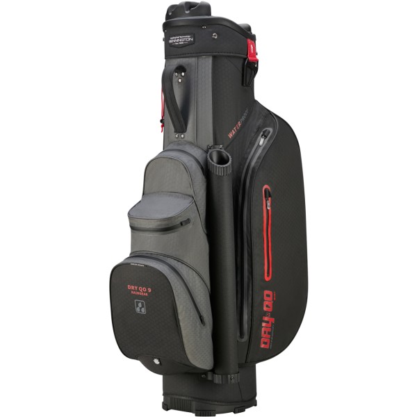 Bennington Cart Bag DRY-QO 9 + - Waterproof, Black / Canon Grey / Red