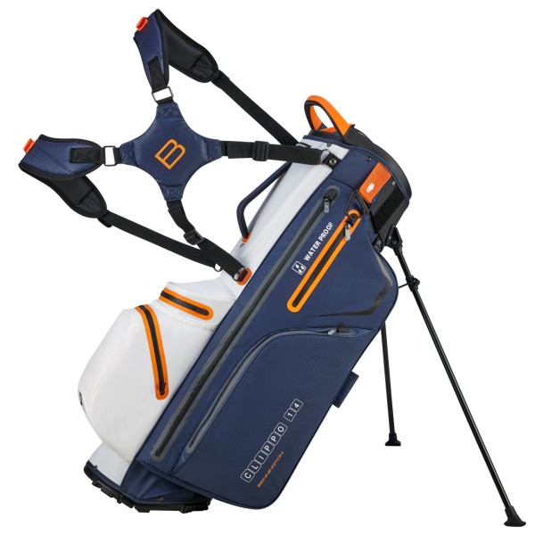 Bennington Stand Bag CLIPPO - Waterproof CLIPLOK, Navy  / White / Orange