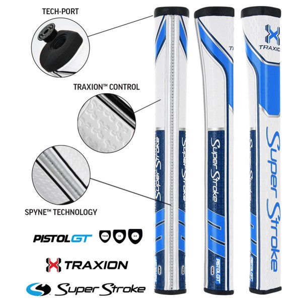 Super Stroke putter grip Traxion Tour Series 5.0 White / Light Blue / Dark Blue